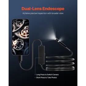 Dobbelt linse Borescope endoskopkamera til Android iOS & 3M Snake Cable