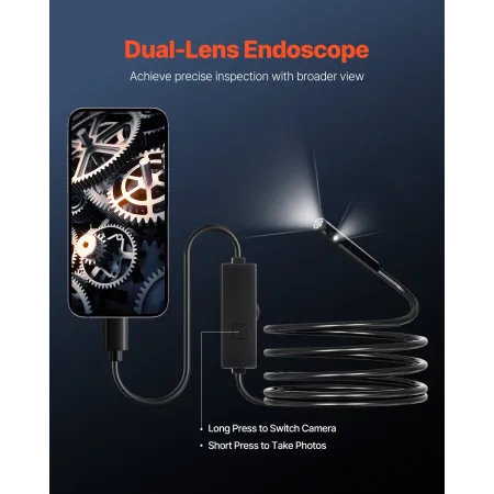 Dobbelt linse Borescope endoskopkamera til Android iOS & 3M