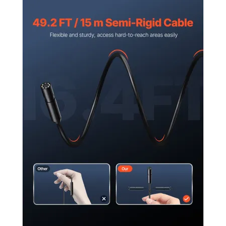 Endoskopkamera 1920p HD Borescope til Android & iOS med 15 m