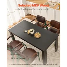 63in Rectangle Dining Table Wood Kitchen Table for 4-6 Person (Only Table)