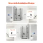 Badekarsbrusedør 51 tommer B x 56 tommer H Rammeløs, foldbar