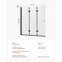 Badekarsbrusedør 51 tommer B x 56 tommer H Rammeløs, foldbar