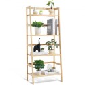Bamboo Bookshelf 4 Tiers Bamboo Ladder Bookshelf Trapezoid Storage Rack