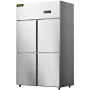 Commercial Reach-in Refrigerator, 4 Doors Upright Beverage Cooler, 27.5 Cu.Ft Side by Side Freezer, Stainless Steel Merchandiser