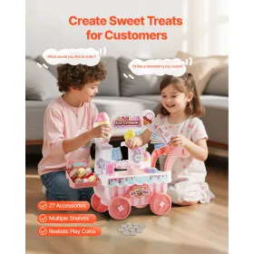 Isvogn til børn, fantasileg, isbutik til børn fra 3 år, lyserød