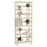 Bamboo Bookshelf 6 Tiers Bamboo Ladder Bookcase Rectangle Storage Rack