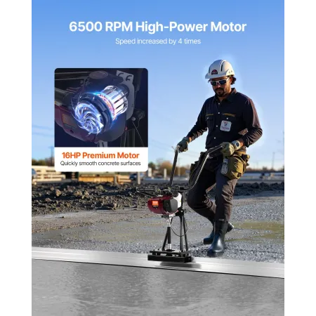 Concrete Power Screed, 12 ft Aluminum Board Straight Edge Bar Set, 4 Stroke Cement Finishing Vibrating Motor with Height Adjusta