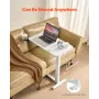 Overbed Table Mobile Bed Side Desk med 4 Hidden Wheels Cup