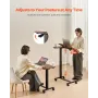 Overbed Table, Mobile Bed Side Table with Flip Desktop and 4 Wheels, Height & Angle Adjustable Rolling Laptop Desk with Cup Hold