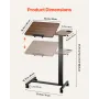 Overbed Table Mobile Bed Side Desk med flip Desktop Wheels &