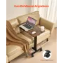 Overbed Table, Mobile Bed Side Table with Flip Desktop and 4 Wheels, Height & Angle Adjustable Rolling Laptop Desk with Cup Hold