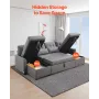 U-formet sovesofa 6-sæde konvertible sovesofa dobbelt chaise grå