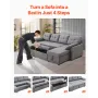 U Shaped Sofa Bed, Convertible Sofa Bed with 2 Side Pockets, 2 Pillows and Double Chaise, 6-Seat Pull Out Sleeper Couch with Lar