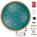Steel Tongue Drum 14 in 15 Notes Rain Drum for Outside D Major Green