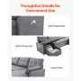 U Shaped Sofa Bed, Convertible Sofa Bed with 2 Side Pockets, 2 Pillows and Double Chaise, 6-Seat Pull Out Sleeper Couch with Lar
