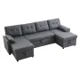 U-formet sovesofa 6-sæde konvertible sovesofa dobbelt chaise grå