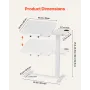 Overbed Table, Mobile Bed Side Table with Flip Desktop and 4 Hidden Wheels, Height & Angle Adjustable Rolling Laptop Desk with C