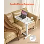 Overbed bordseng sidebord med flip desktop hjul og kopholder