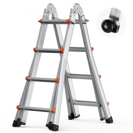 Telescoping Ladder A Frame 13 FT Extension Multi-Function for Homework