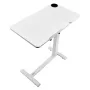 Overbed Table, Mobile Bed Side Table with Flip Desktop and 4 Hidden Wheels, Height & Angle Adjustable Rolling Laptop Desk with C