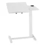 Overbed Table, Mobile Bed Side Table with Flip Desktop and 4 Hidden Wheels, Height & Angle Adjustable Rolling Laptop Desk with C