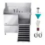 304 Stainless Steel Dog Washing Station, 127 cm Pet Grooming Tub with Non-Slip Low-Slope Ramp, Storage Drawer, Hot & Cold Faucet