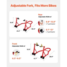 Motorcycle Front & Rear Stand Lift 850lb Spoolift Paddock Swingarm Arm Red