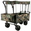 Collapsible Wagon Cart Camouflage, Foldable Wagon Cart Removable Canopy 600D Oxford Cloth, Collapsible Wagon Oversized Wheels,