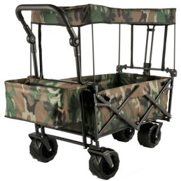 Collapsible Wagon Cart Camouflage, Foldable Wagon Cart Removable Canopy 600D Oxford Cloth, Collapsible Wagon Oversized Wheels,