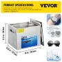 Ultrasonic Cleaner, 36KHz~40KHz Adjustable Frequency, 15L 220V, Ultrasonic Cleaning Machine with Digital Timer and Heater, Lab S