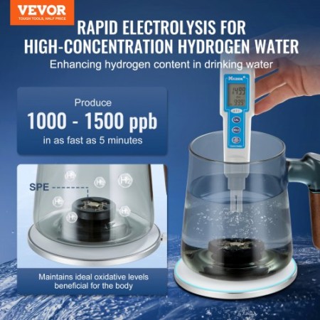 Hydrogenvandskop, 400 ml / 14,1 oz Hydrogengenerator, SPE -teknologi Bærbart brintvandionizer -maskine med trådløs