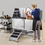 127 cm hundepleje badekar rustfrit stål w ramp vandfilter til