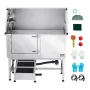 127 cm hundepleje badekar rustfrit stål w ramp vandfilter til