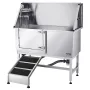 127 cm hundepleje badekar rustfrit stål w ramp vandfilter til