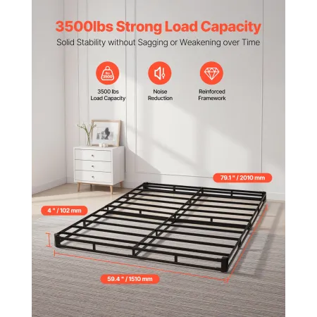 Boks Spring Queen Size Bed Frame med stof klud 79,1 L x 59,4 W