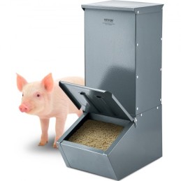 Hog Feeder 2.2 Bushel Metal Double Door Pig Feeder Feeding up to 5 Hogs