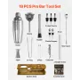 Cocktail Shaker Set, 18-Piece Stainless Steel Bar Tools with Bamboo Stand, Martini Bartender Kit Accessories | Mixer Spoon, Mudd