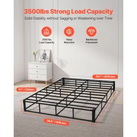 Boks Spring Queen Size Bed Frame med stofstøj 79,1L x 59,6W x 9,1h in in