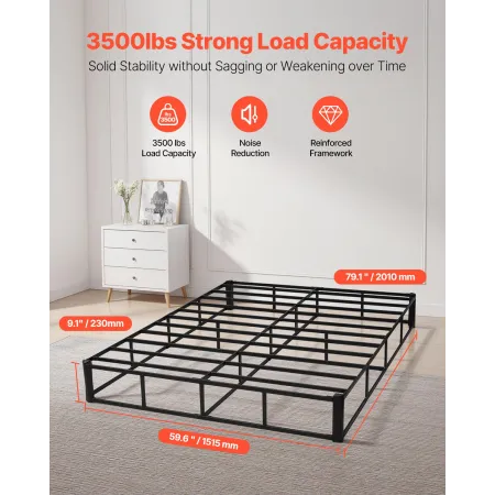 Boks Spring Queen Size Bed Frame med stofstøj 79,1L x 59,6W x