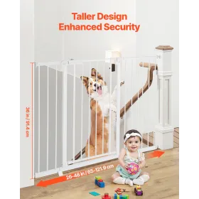 Baby Gate 26-48 Inches Adjustable Width 36 Inches High Dog Gate White