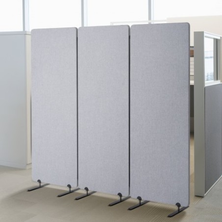 2FT Room Divider 3 Panels PET Polyester Soundproof Privacy Screen Grey