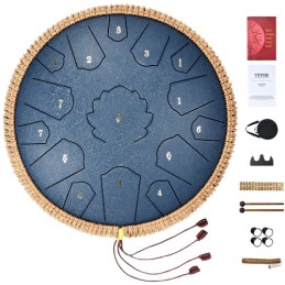Steel Tongue Drum 14 in 15 Notes Rain Drum for Outside D Major Navy Blue