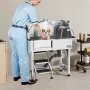 86.4 cm Stainless Steel Dog Washing Station, Pet Grooming Tub with Hot & Cold Faucet, Showerhead, Home Wash Sink, Fits Small Cat