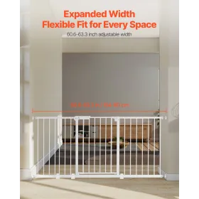 Baby Gate 60.6-63,3 tommer Justerbar bredde 30 tommer høj hundeport hvid