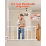 Baby Gate, 60.6-63.3 Inches Adjustable Width, 30 Inches High Dog Gate, Easy Step Walk Thru, for Child Pet Security, Pressure Mou