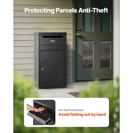 Package Delivery Boxes for Outside, 35.8 in Mailbox for Parcel with Lock, Galvanized Steel Package Drop Box with Anti-Theft Desi