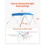 4 Bow Boat Bimini Tops, 600D Polyester Canopy with Aluminum Alloy Frame, Waterproof & Sun Shade Boat Awning Canopy with Storage 