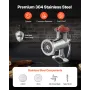 Manual Meat Grinder, 304 Stainless Steel Hand Meat Grinder with Steel Table Clamp, Meat Mincer Sausage Maker with 1 Cutting Blad