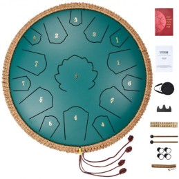 Steel Tongue Drum 14 in 15 Notes Rain Drum for Outside C Major Green