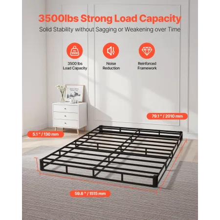Boks Spring Queen Size Bed Frame med stofklud 79,1L x 59,6W x